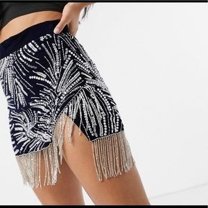 ASOS Velvet Micro Mini Skirt w/ beaded fringe.